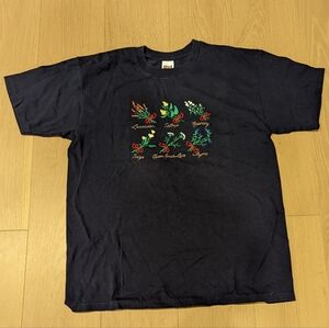 Navy Cottagecore T-Shirt with Colorful Embroidery Of Herbs